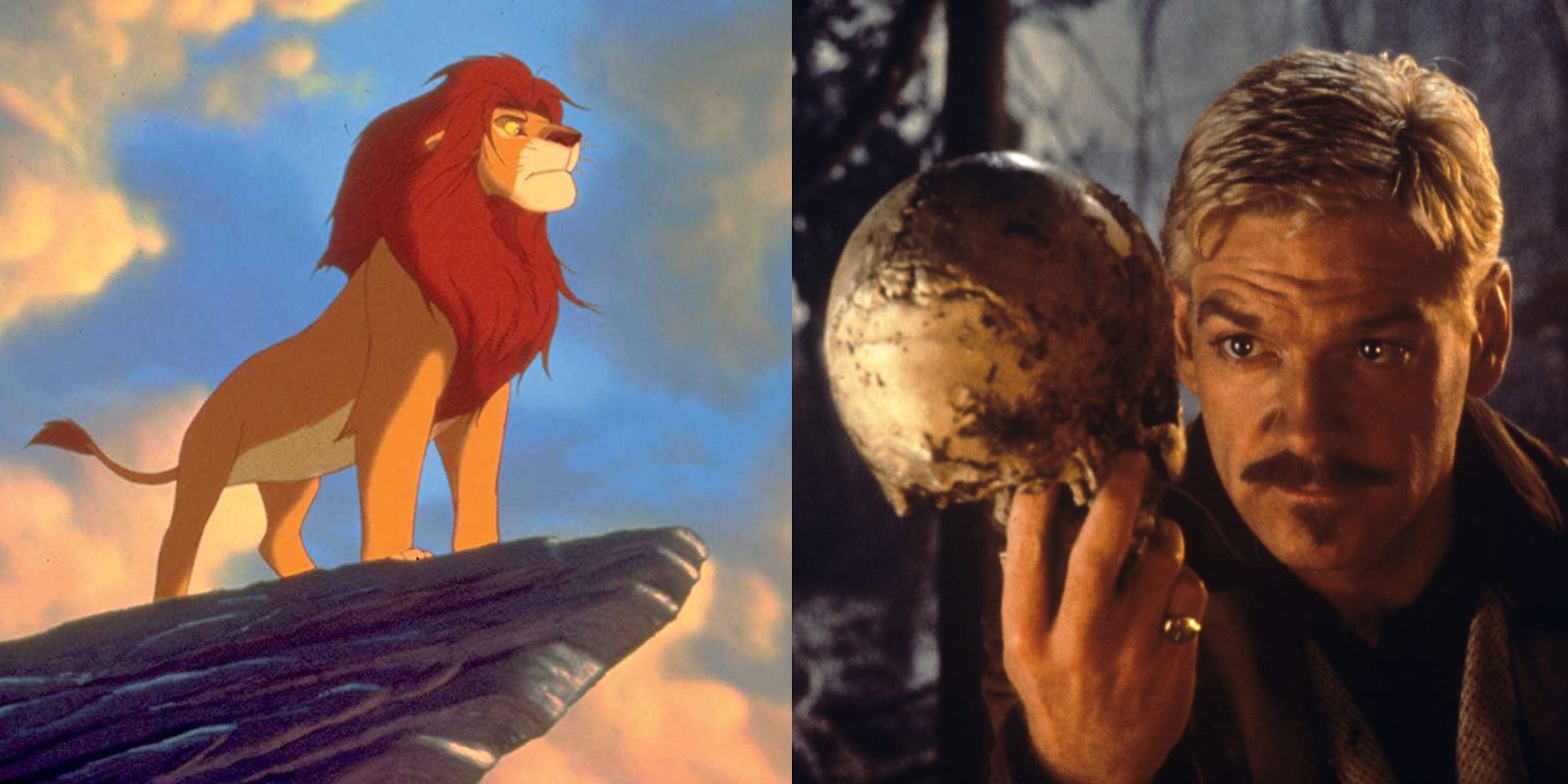 Simba on Pride Rock; Hamlet (Kenneth Branagh) holding skull