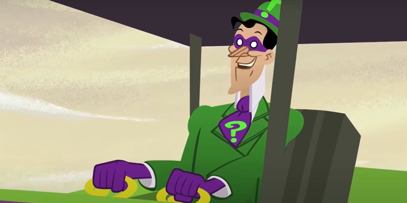 The Riddler played by Weird Al Yankovic in a bulldozer from DC Nation Shorts Batman