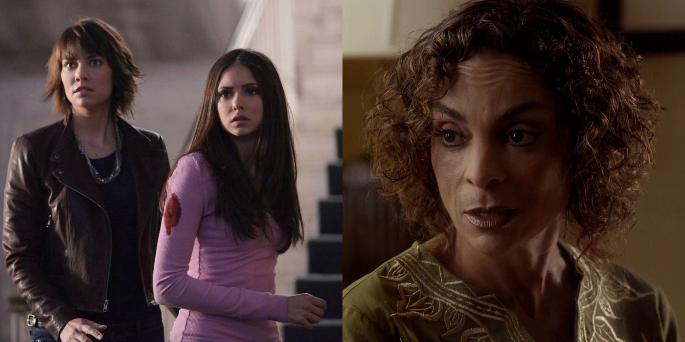 Split image of Rose, Elena, and Grams in The Vampire Diaries
