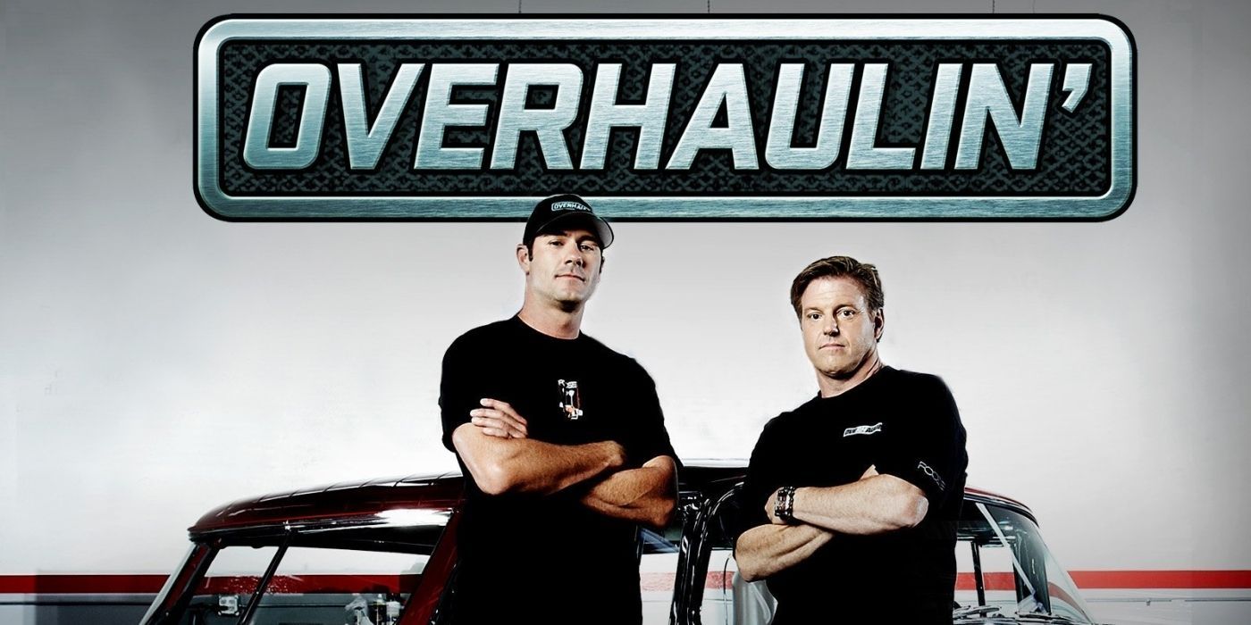 The hosts of the show Overhaulin' posing with their arms crossed.