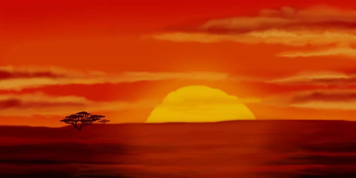 The opening of the sunrise on The Lion King