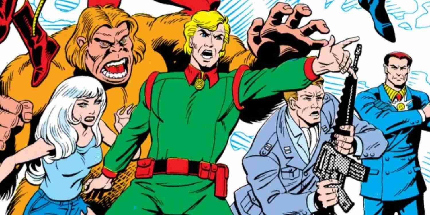 Rick Flagg leading the The Forgotten Heroes from DC Comics.