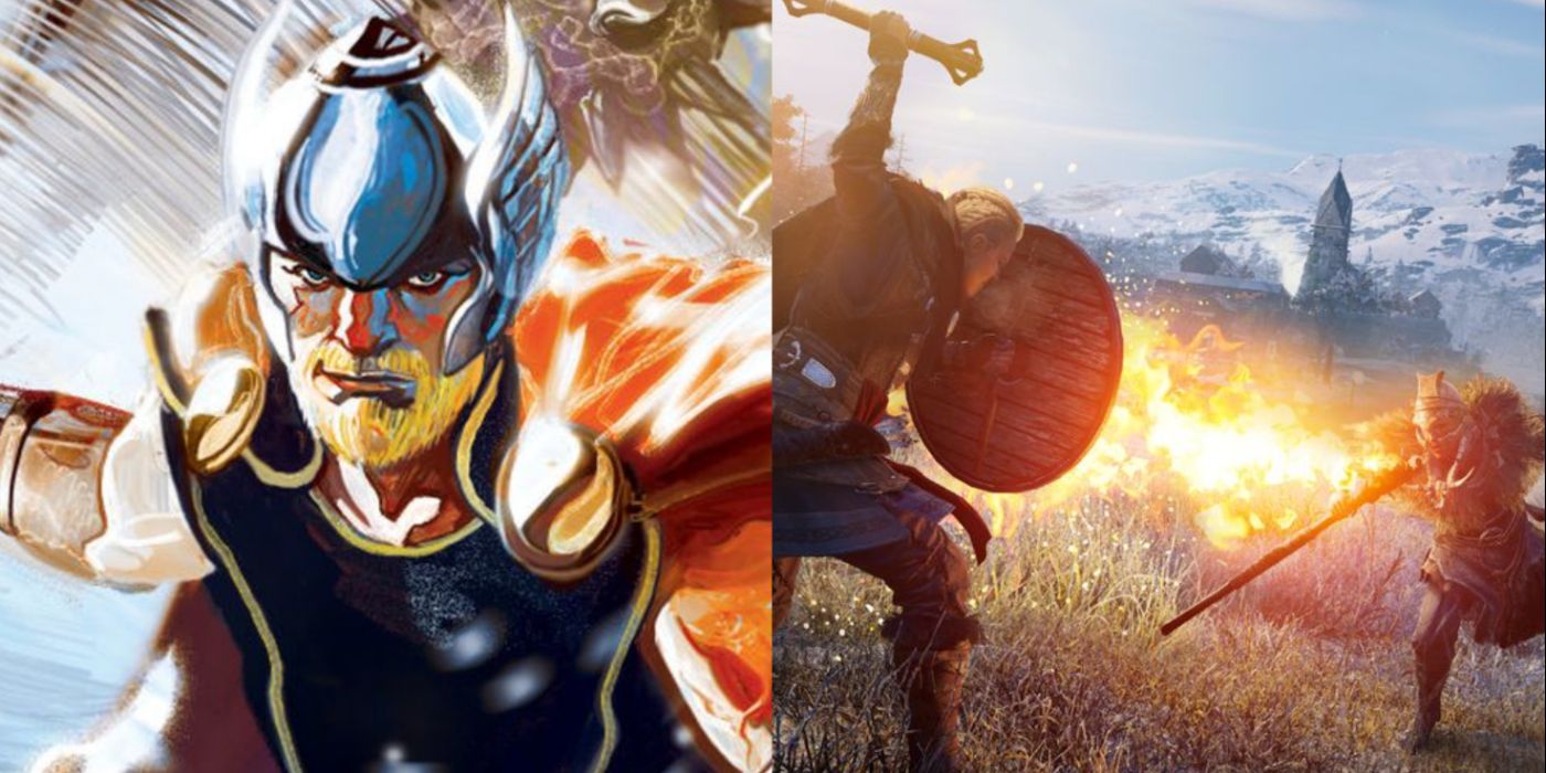 Thor In Assassin&rsquo;s Creed Valhalla collage image.