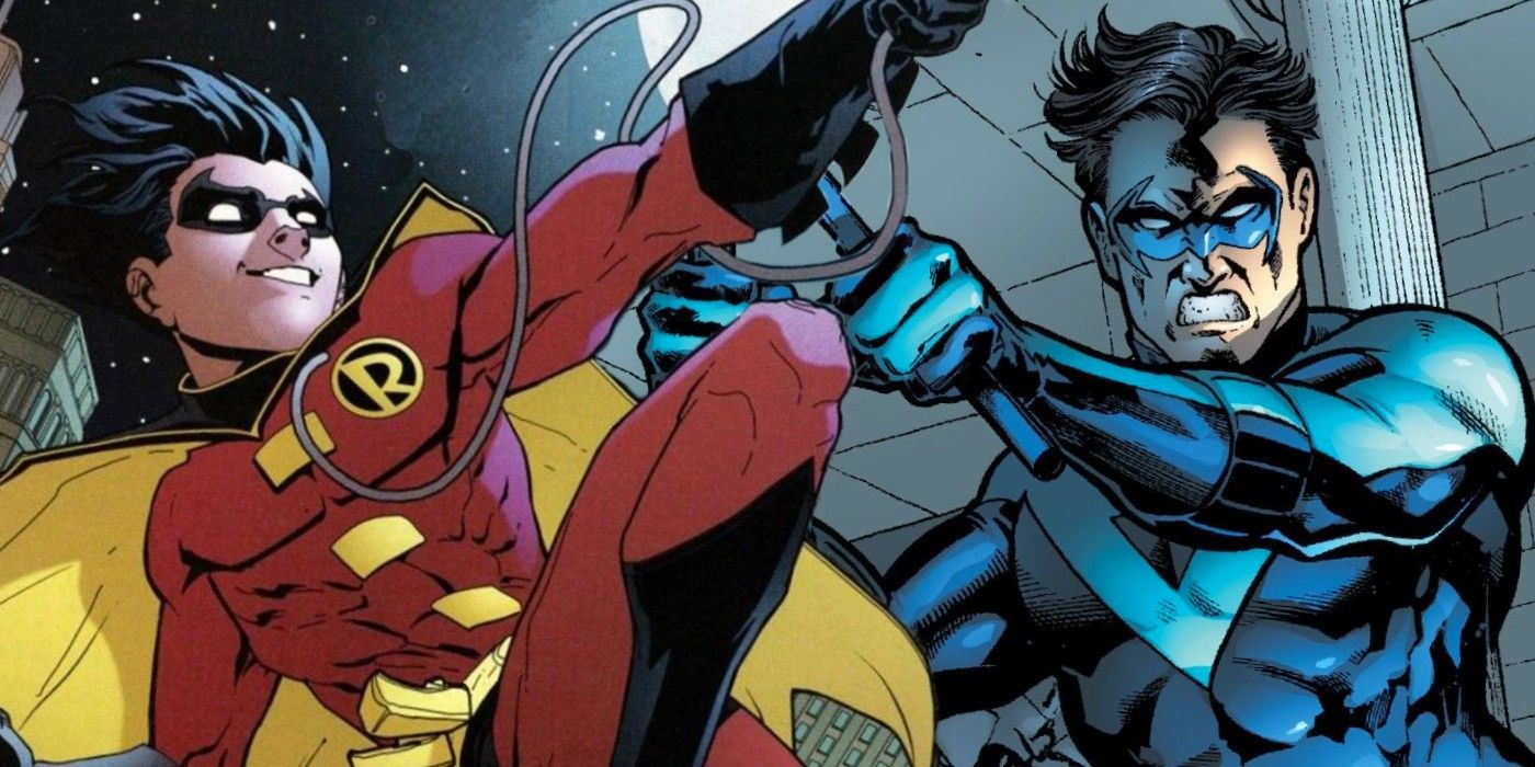 Tim Drake's Robin and Dick Grayson as Nightwing