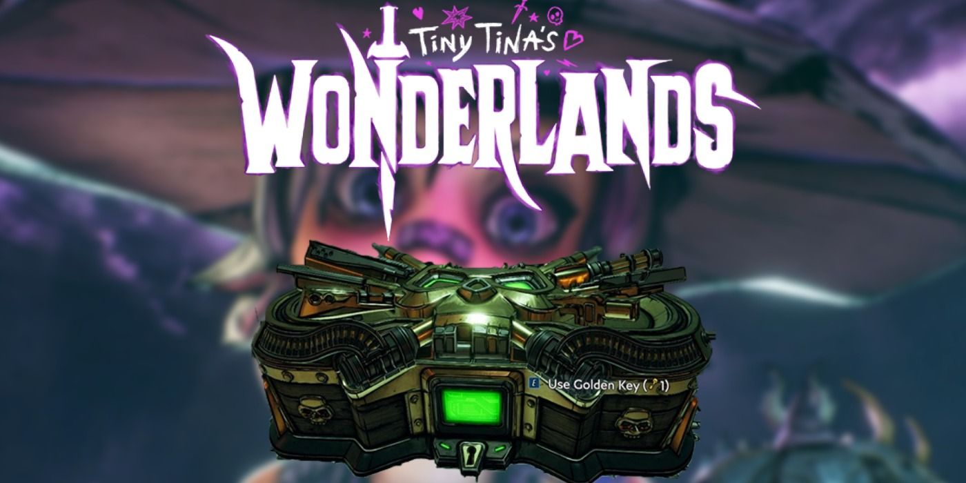Tiny Tina Wonderland Logo and Golden Key Chest