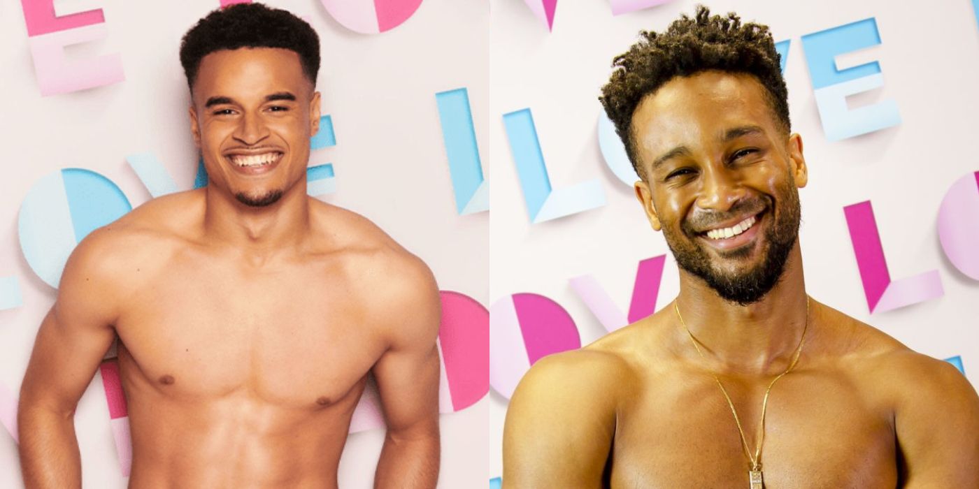 Split image showing Toby and Teddy in Love Island.