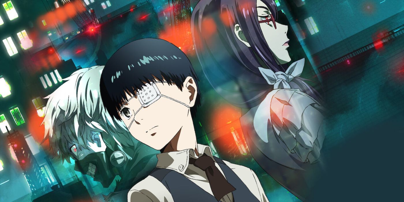  A stylized photo of the main characters in Tokyo Ghoul.