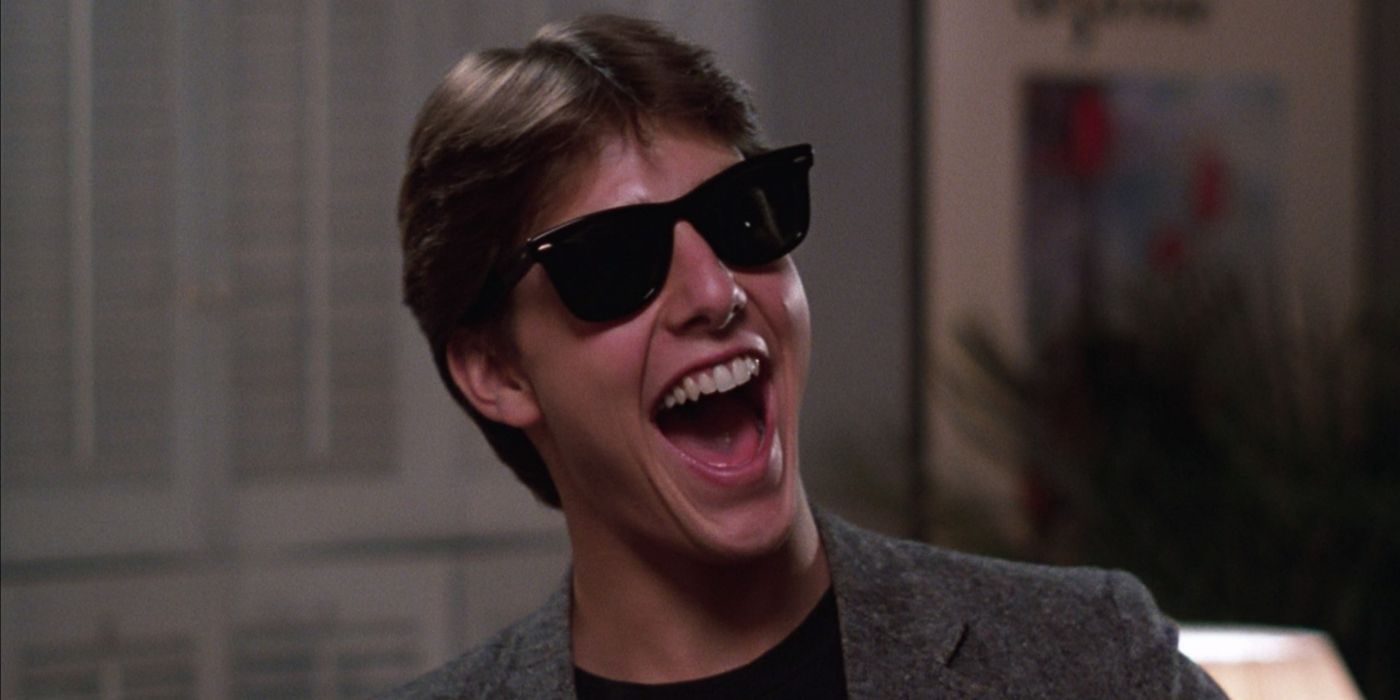 Tom Cruise wearing sunglasses in Risky Business