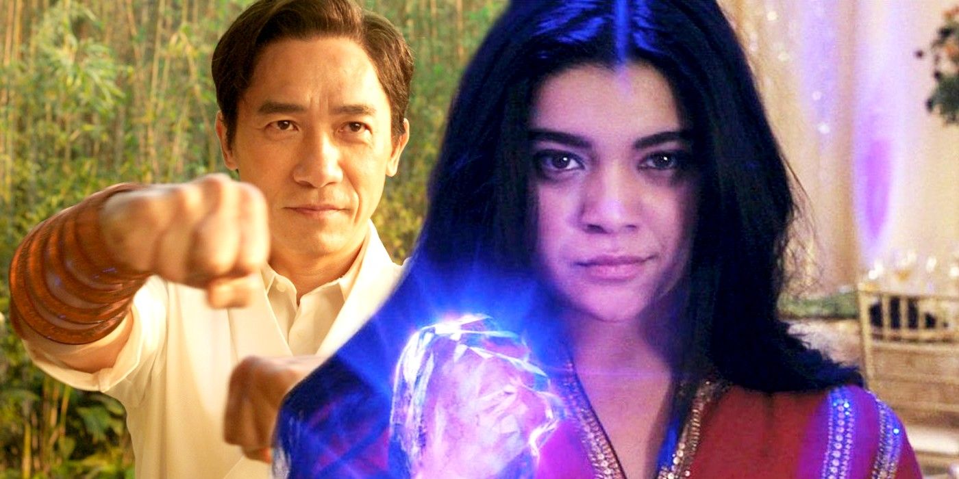 Tony Leung as Wenwu Mandarin in Shang Chi and Iman Vellani as Kamala Khan in Ms Marvel