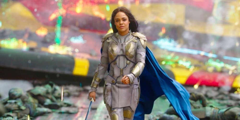 Valkyrie in her armor and cape in Thor: Ragnarok
