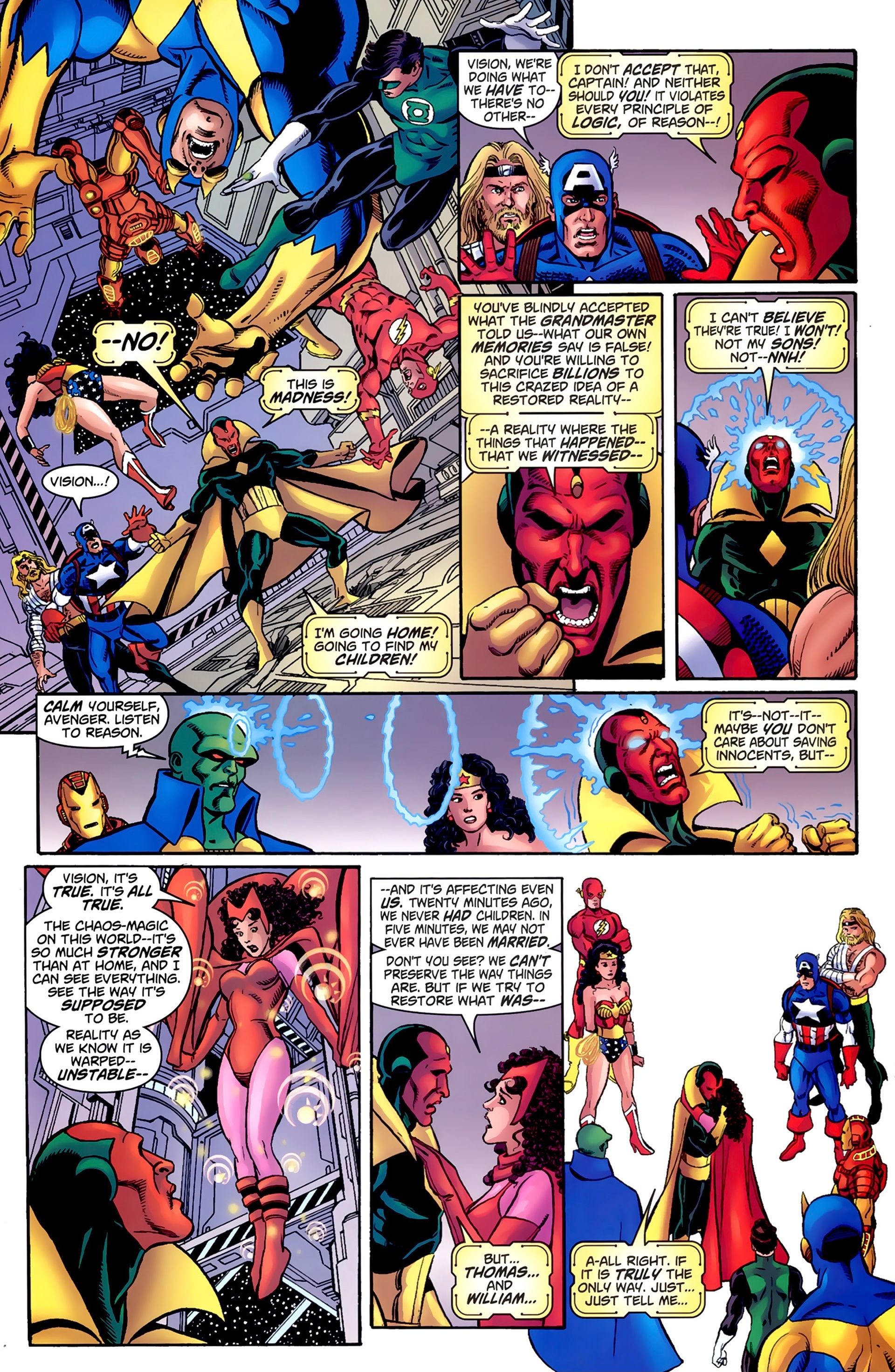 Vision's breakdown in JLA:Avengers.