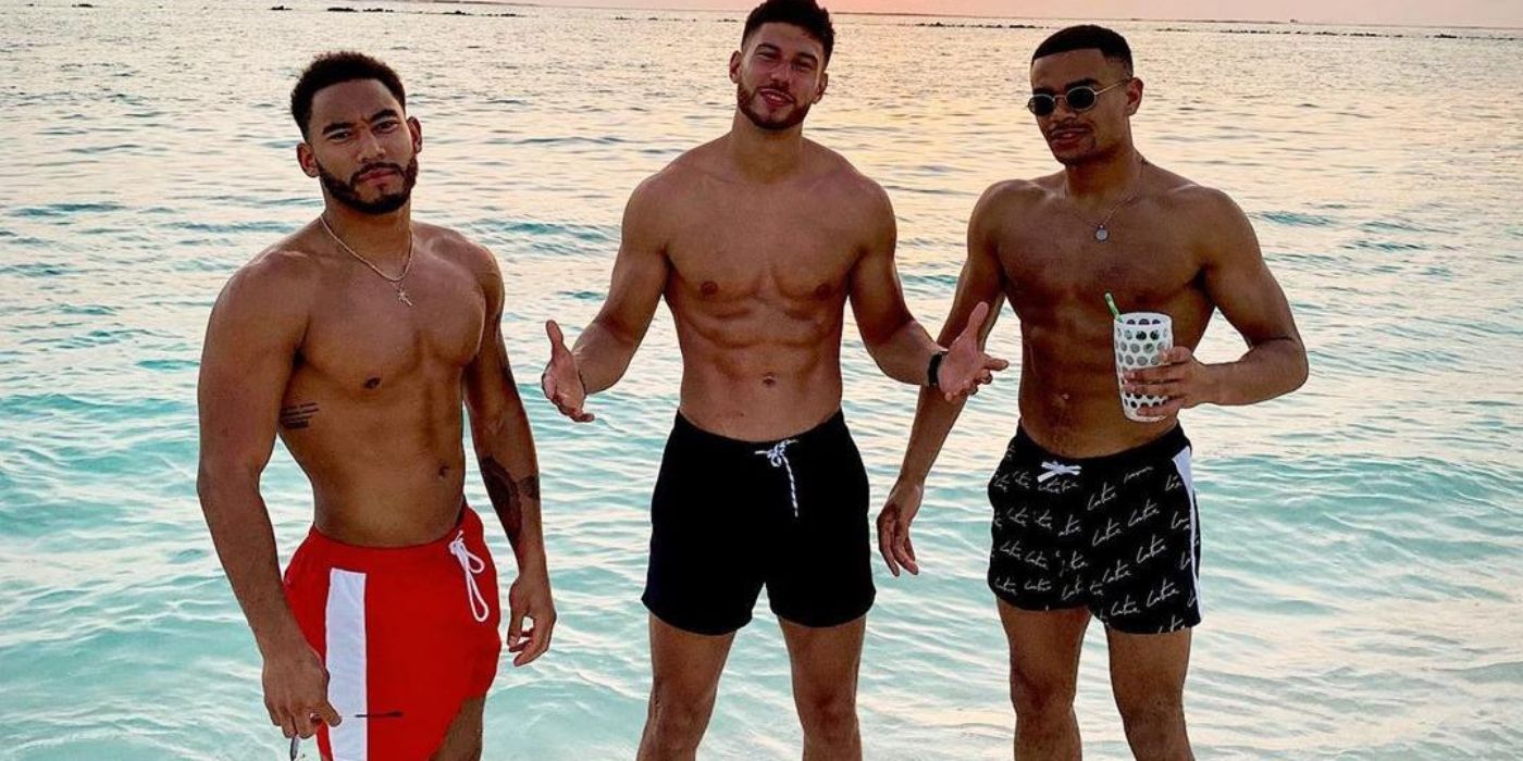 Wes, Josh, and Jack at the beach in Love Island
