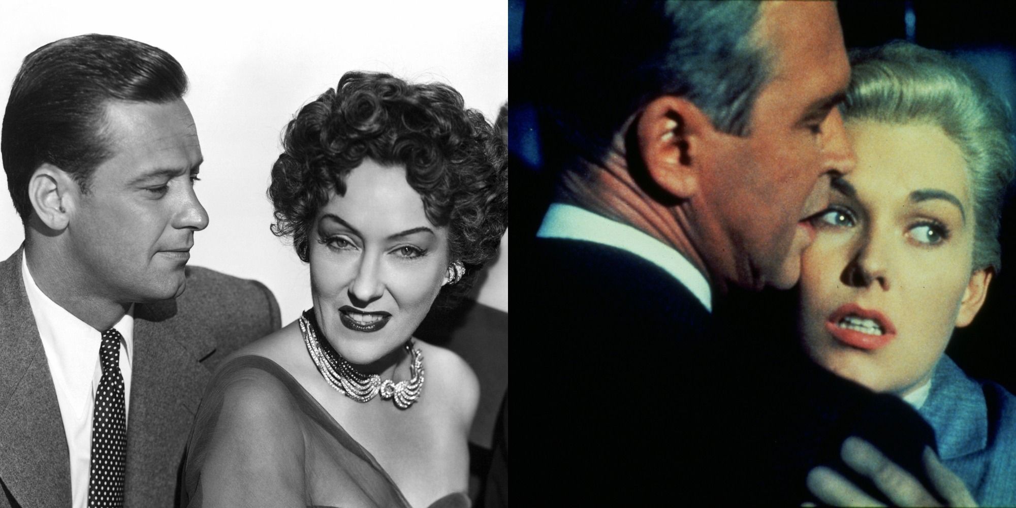 Split image showing characters from Sunset Boulevard and Vertigo.