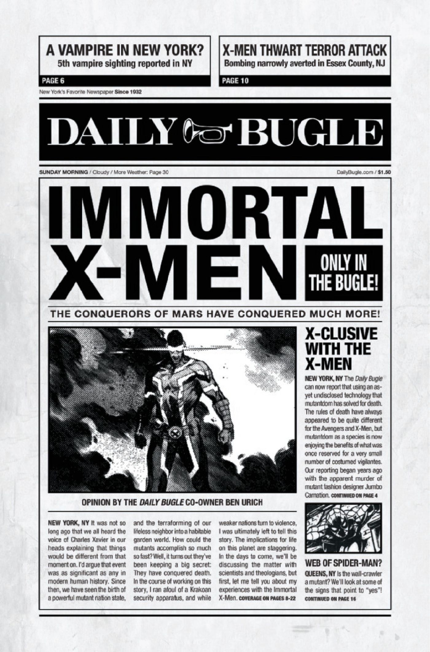 X Men Daily Bugle Resurrection Protocols Immortal