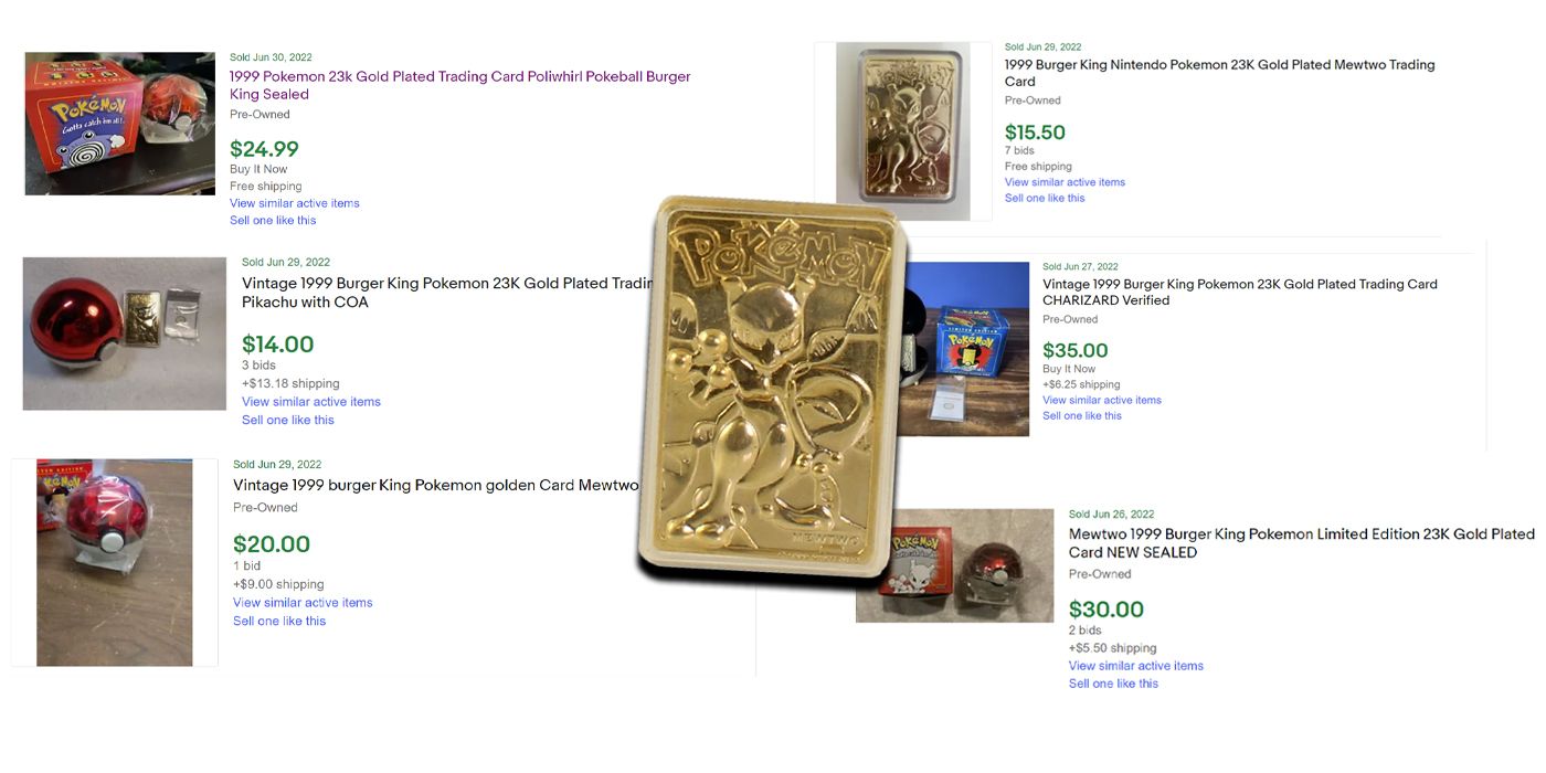 Your Gold Pokemon Cards From Burger King Wont Make You Rich Ebay Auction Sales