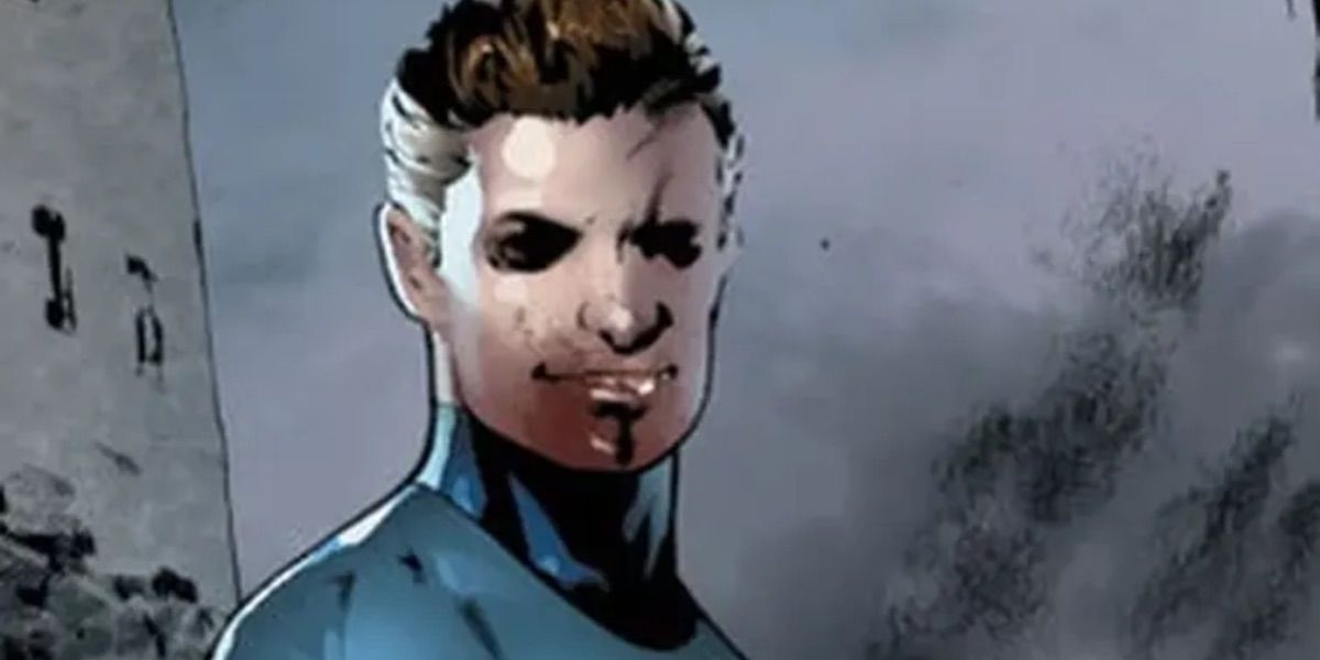 Zombie Reed Richards grins while looking on from Marvel Comics 