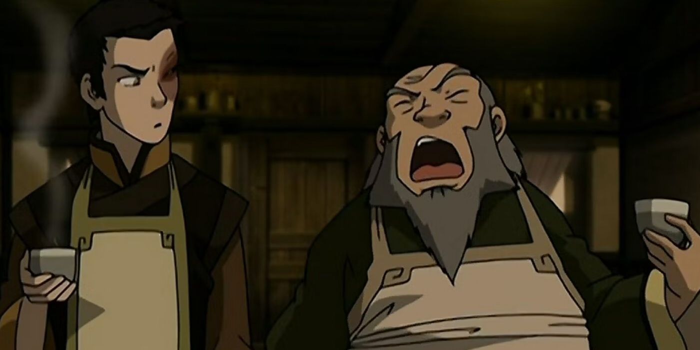 Zuko and Iroh from Avatar the Last Airbender working in a tea shop