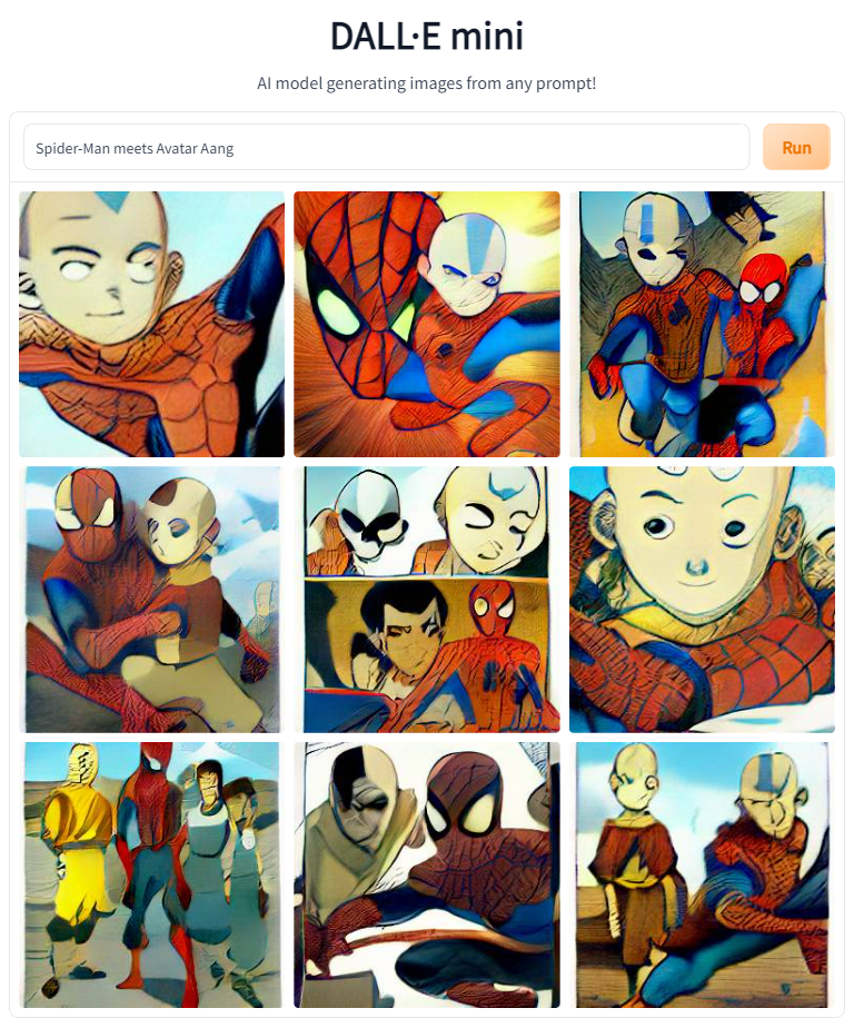 dalle mini ai generated images of spider-man meeting avatar aang from avatar the last airbender