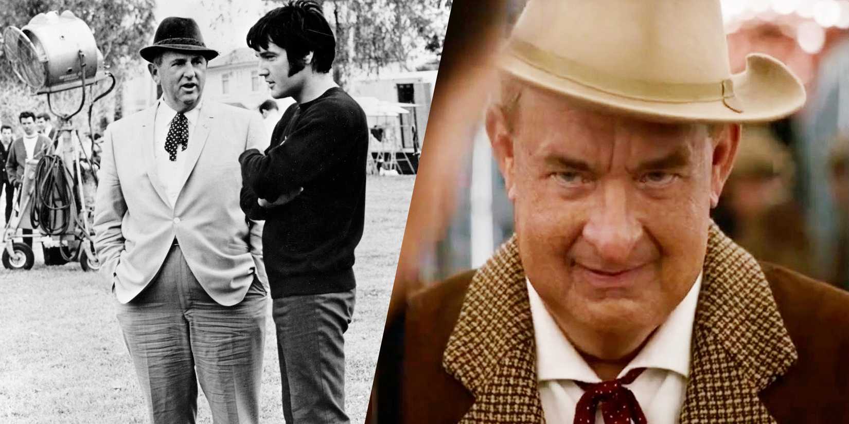 A split screen of Colonel Tom and Tom Hanks.