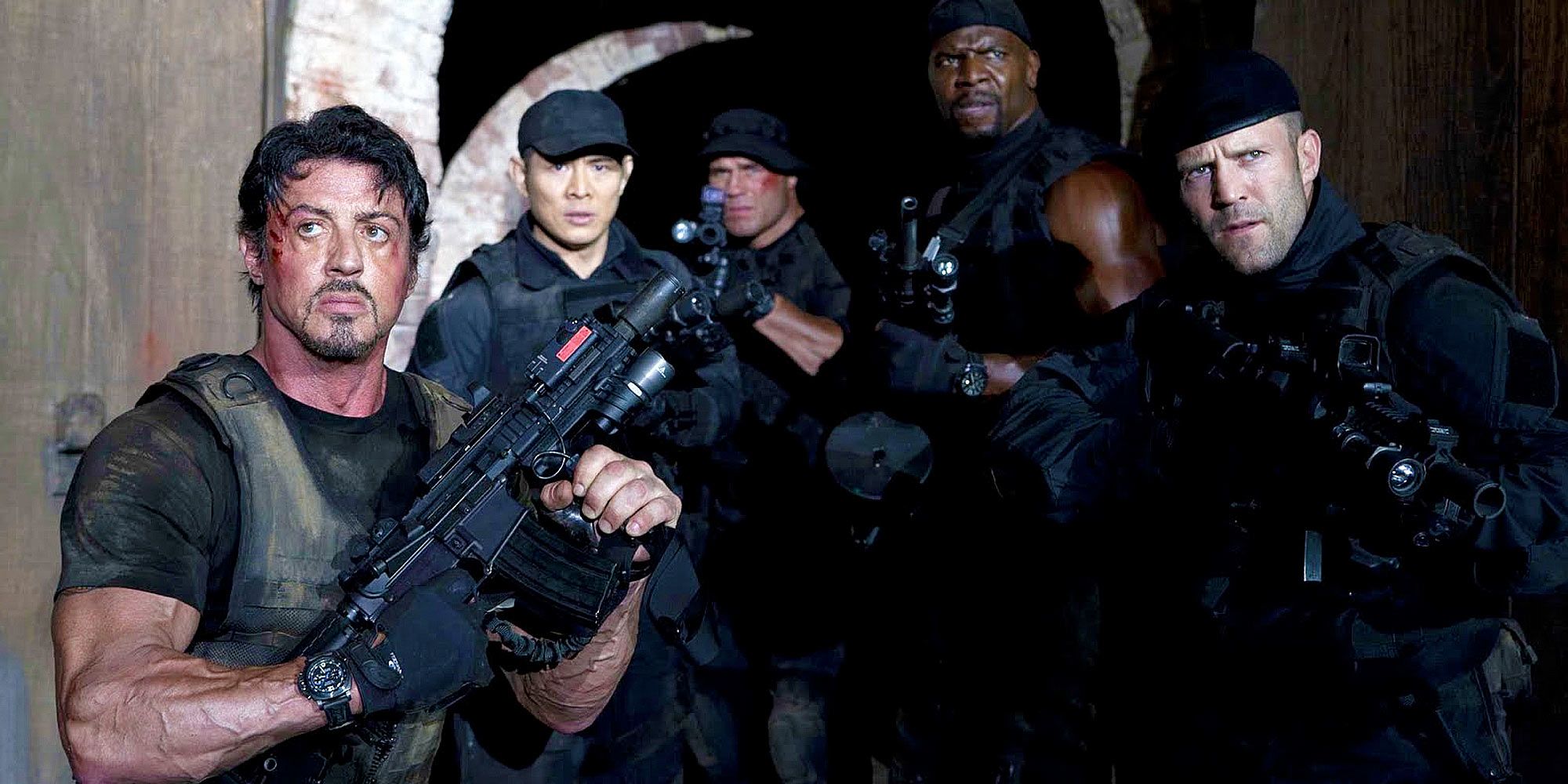the expendables 2010 with stallone, statham, li