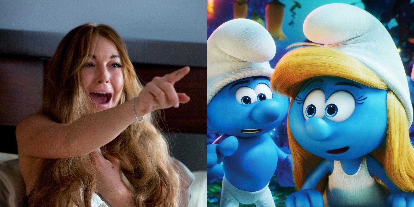 Split image of scenes from Scary Movie and The Smurfs