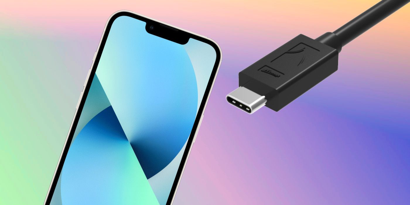 iPhone with USB-C cable