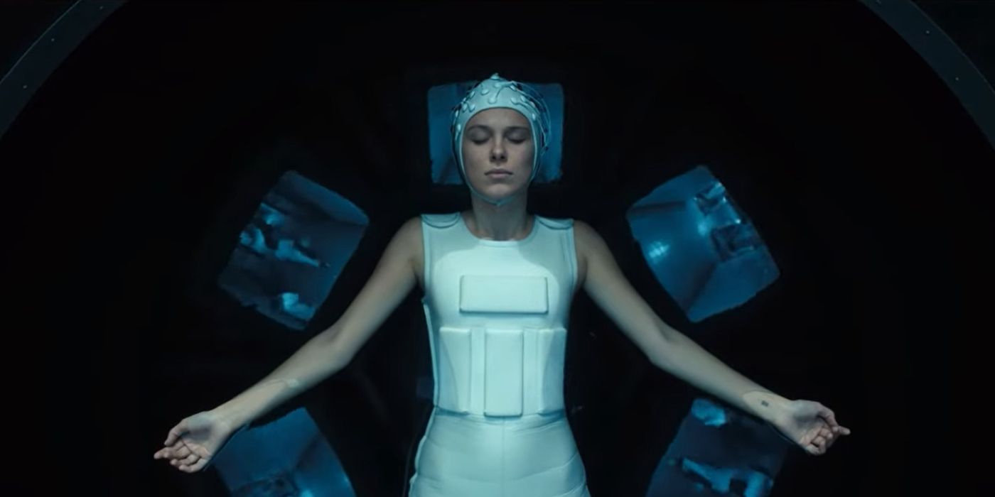millie bobby brown as eleven in the deprivation tank in stranger things season 4 part 1