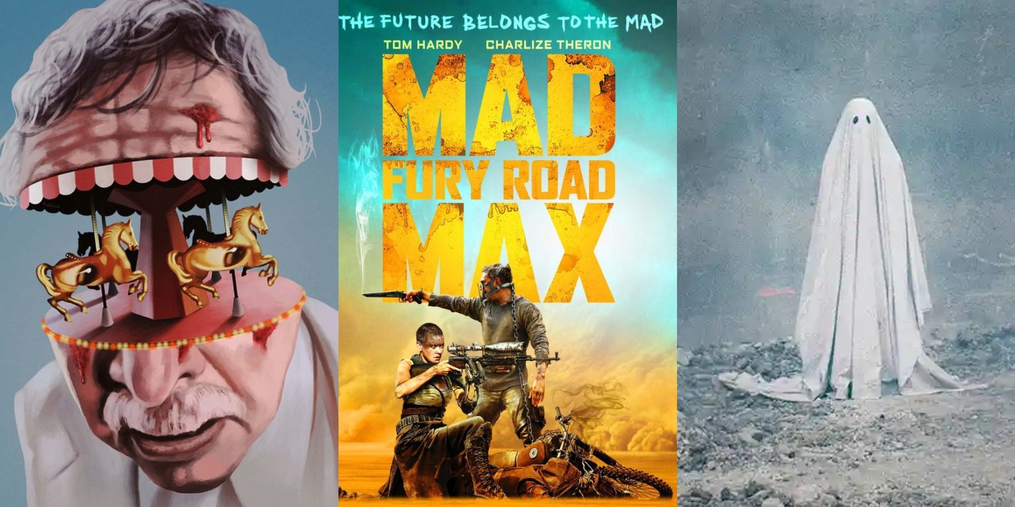 Posters for The Amusement Park, Mad Max: Fury Road, and A Ghost Story