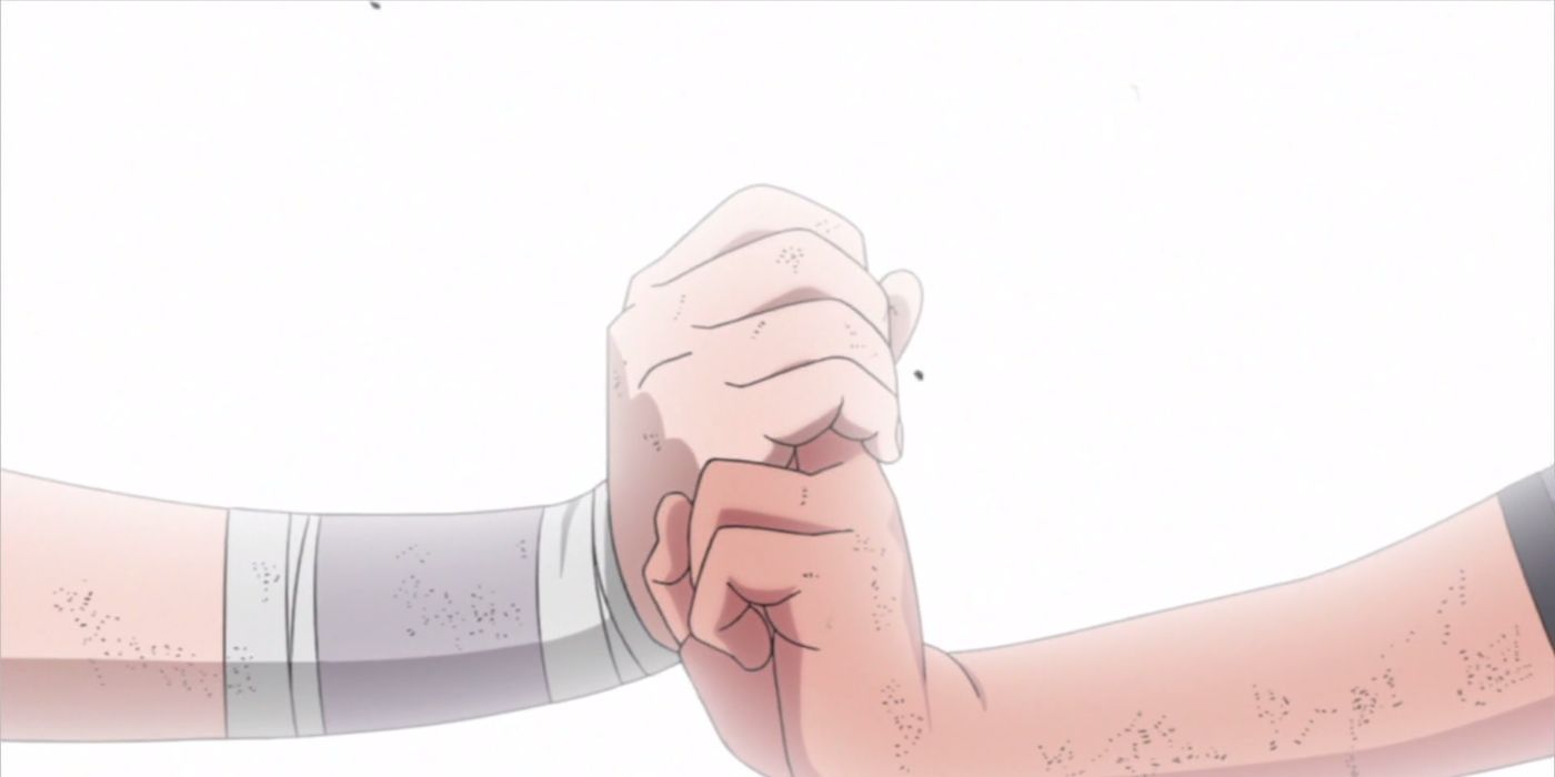 Naruto and Sasuke unison sign in Naruto.