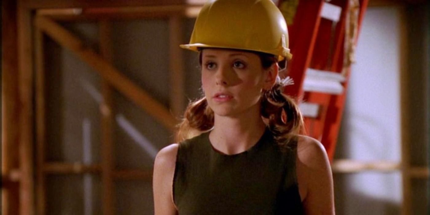 Buffy in a hard hat in Life Serial, Buffy the Vampire Slayer