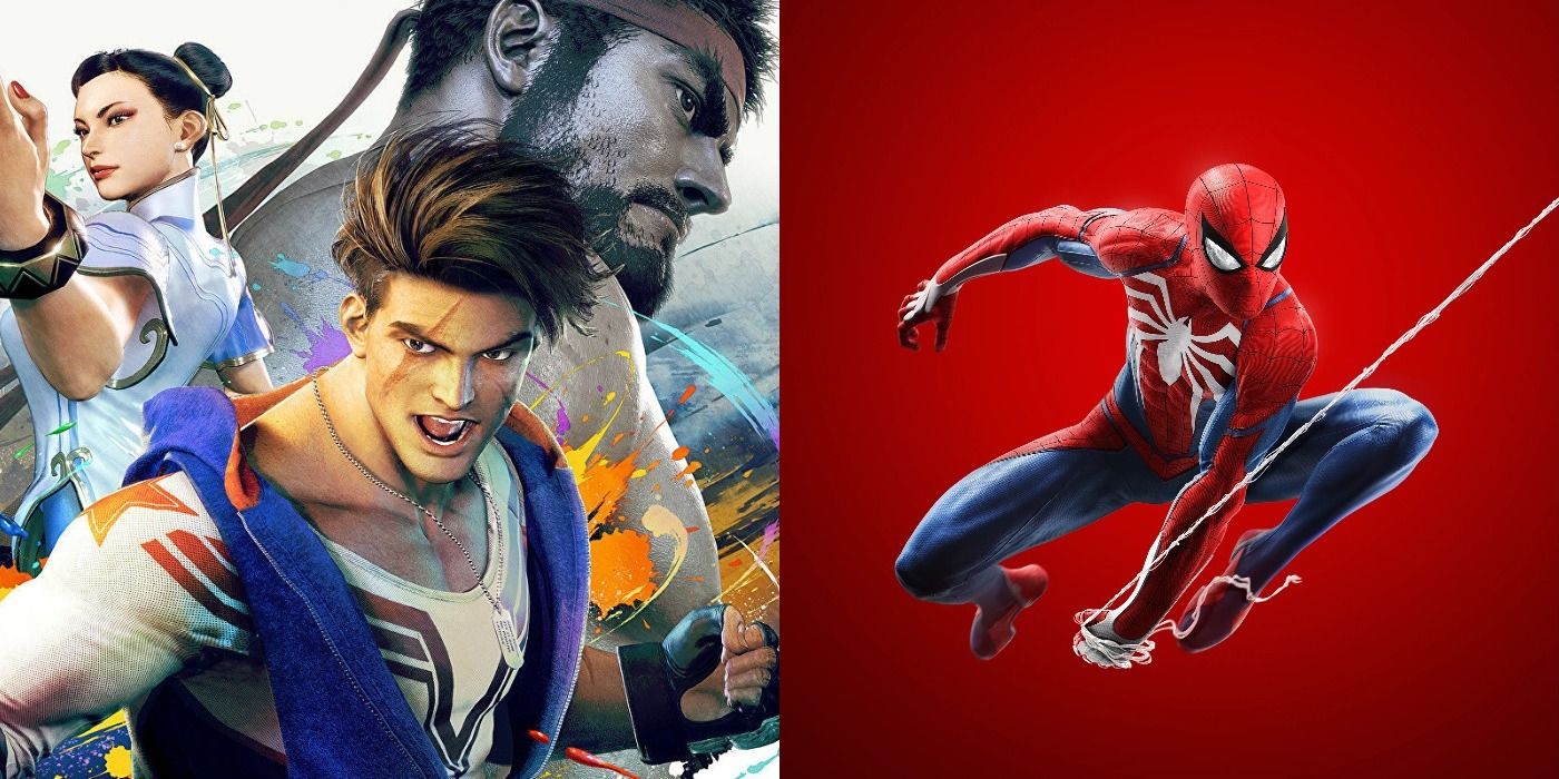 Split image of art from Street Fighter and Spider-Man