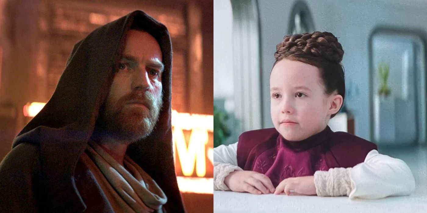 Split image of Obi-Wan Kenobi and Princess Leia