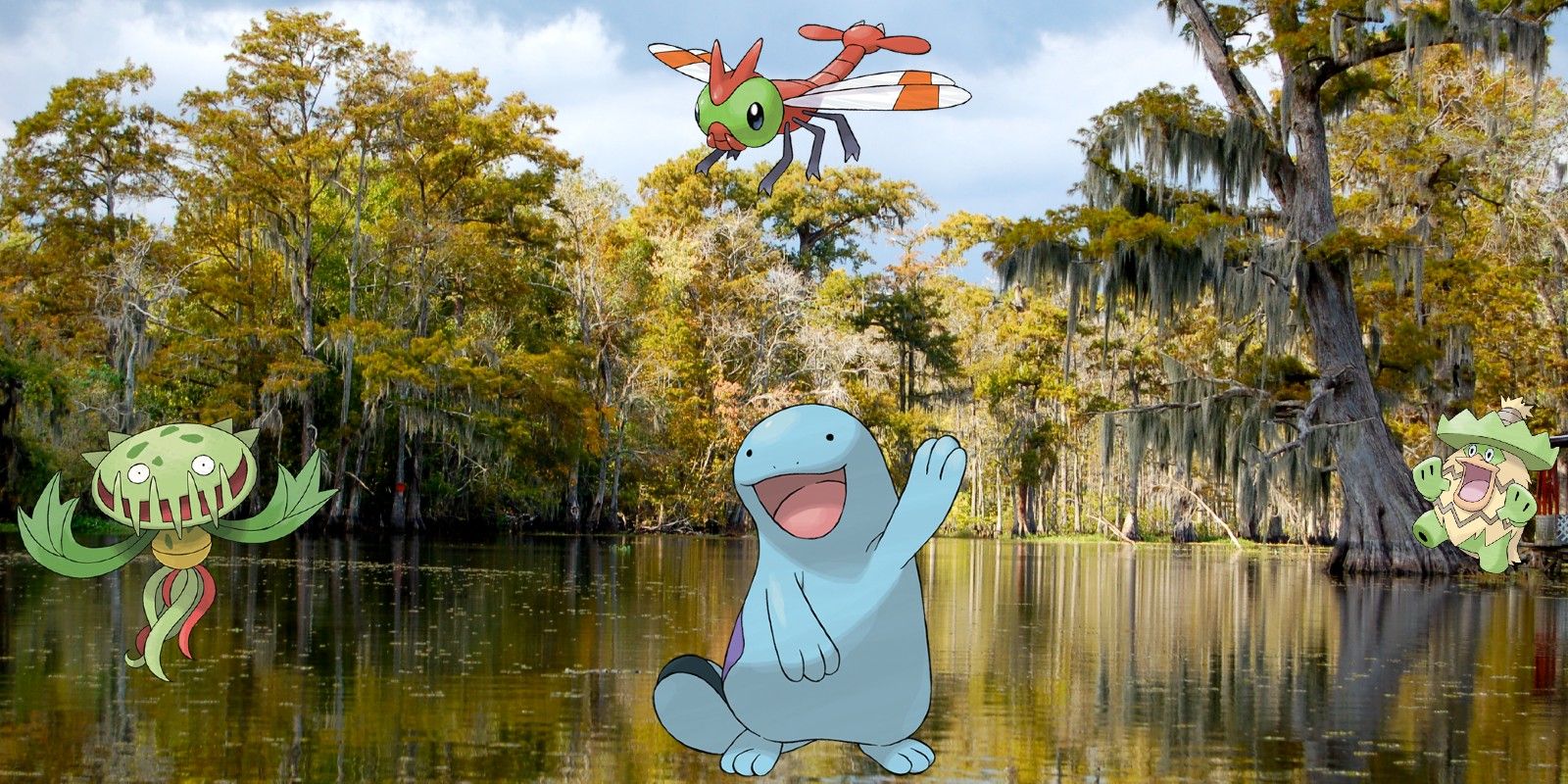 The bayou of Louisiana would be a place to catch dangerous and powerful swamp Pokémon.
