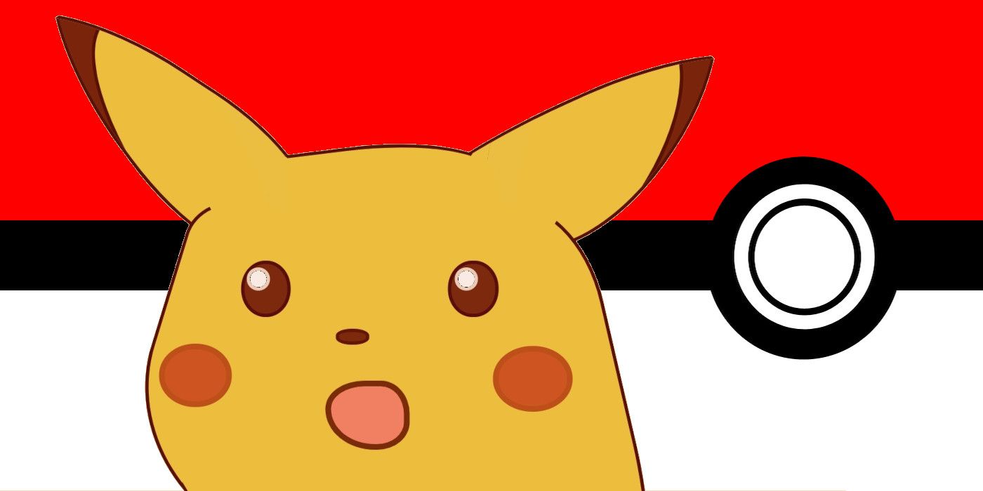 shocked pikachu with pokeball background offcenter