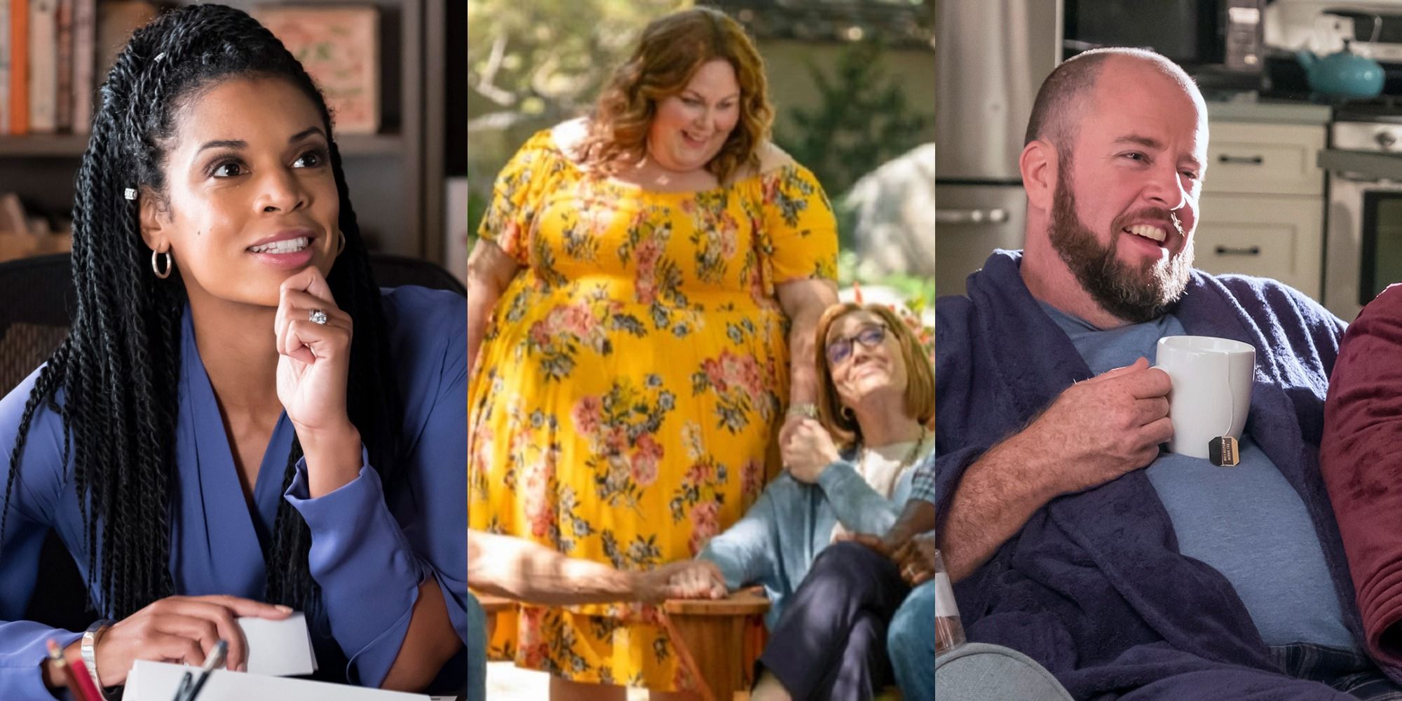 Split image of Beth, Kate, Rebecca, and Toby in This Is Us