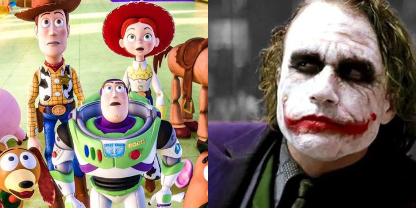 split image of toy story 3 and heath ledger&rsquo;s joker