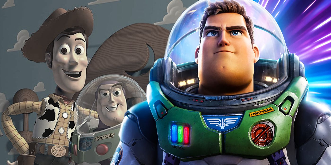 Woody and Buzz in Toy Story and Buzz Lightyear in Lightyear