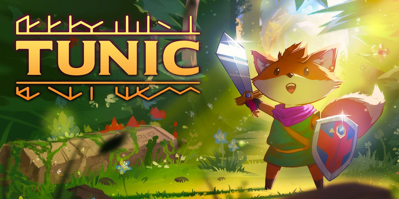 Promo art for Tunic with the fox protagonist wielding a sword and shield.