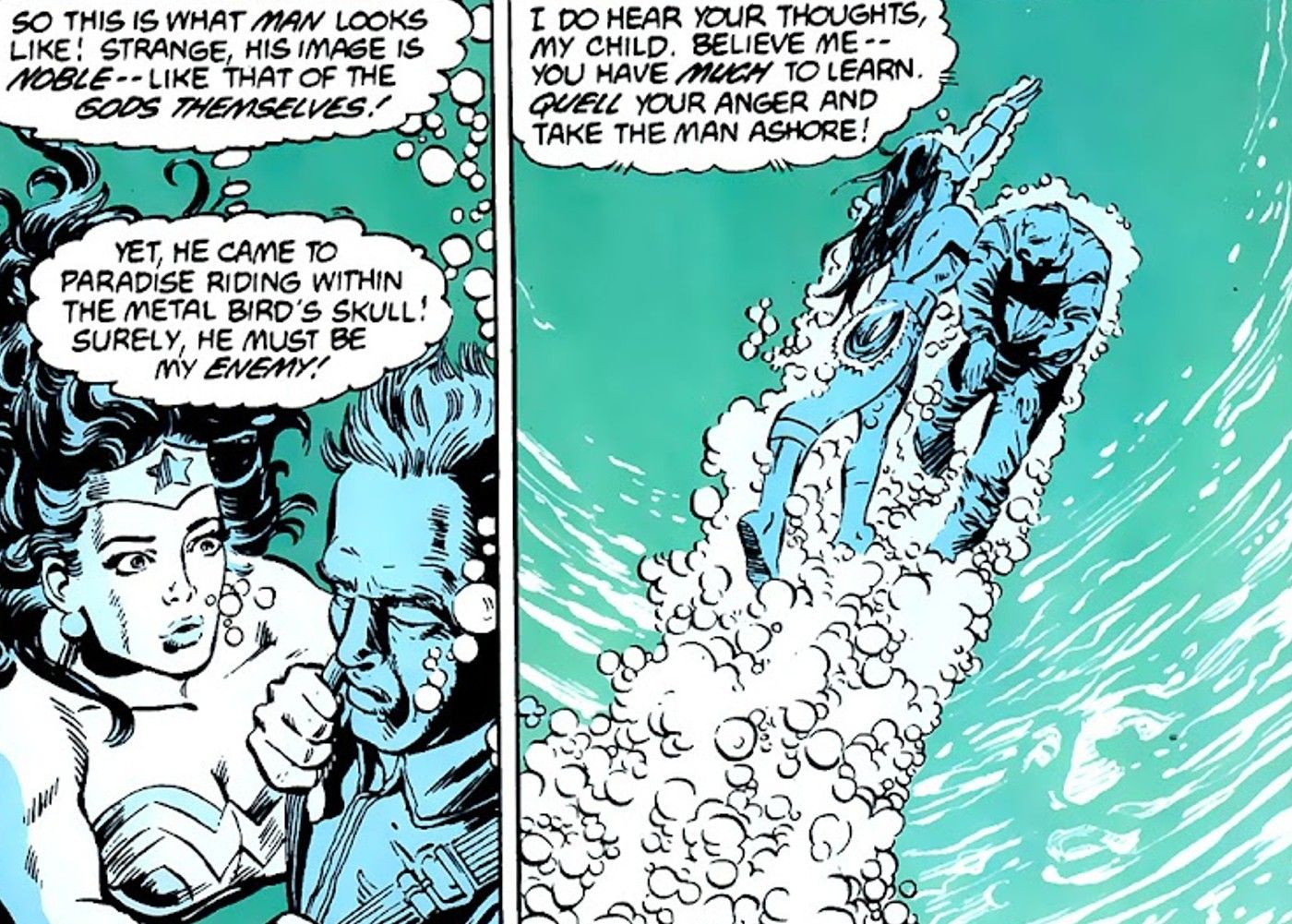 wonder woman meets steve trevor for the second first time