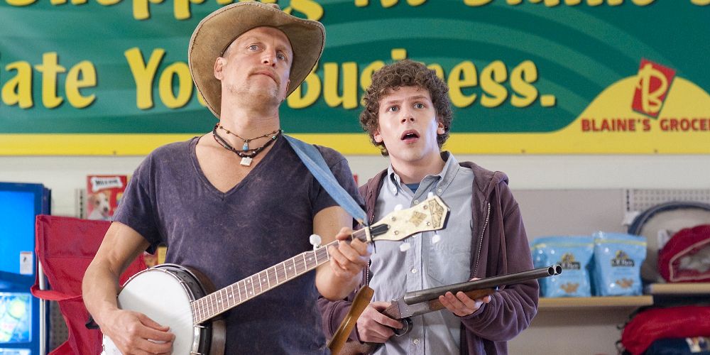 Tallahassee plays the banjo in the super market in Zombieland
