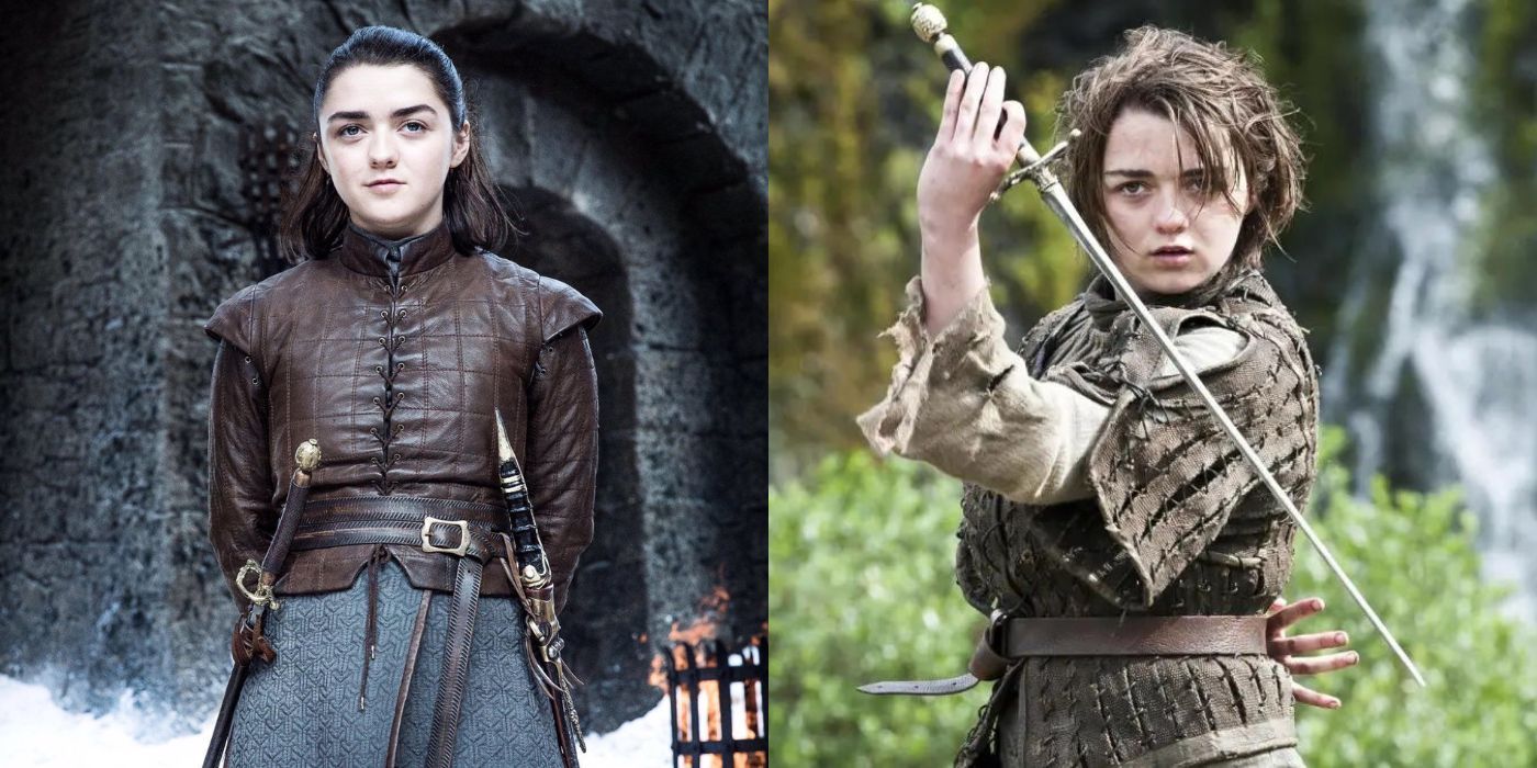 Two images of Arya Stark from Game of Thrones
