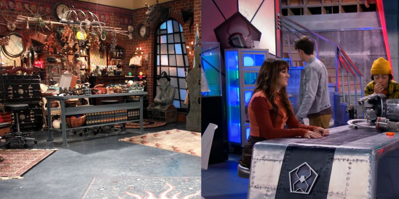 A split image of the Russo wizards lair and the villain lair from VOVV