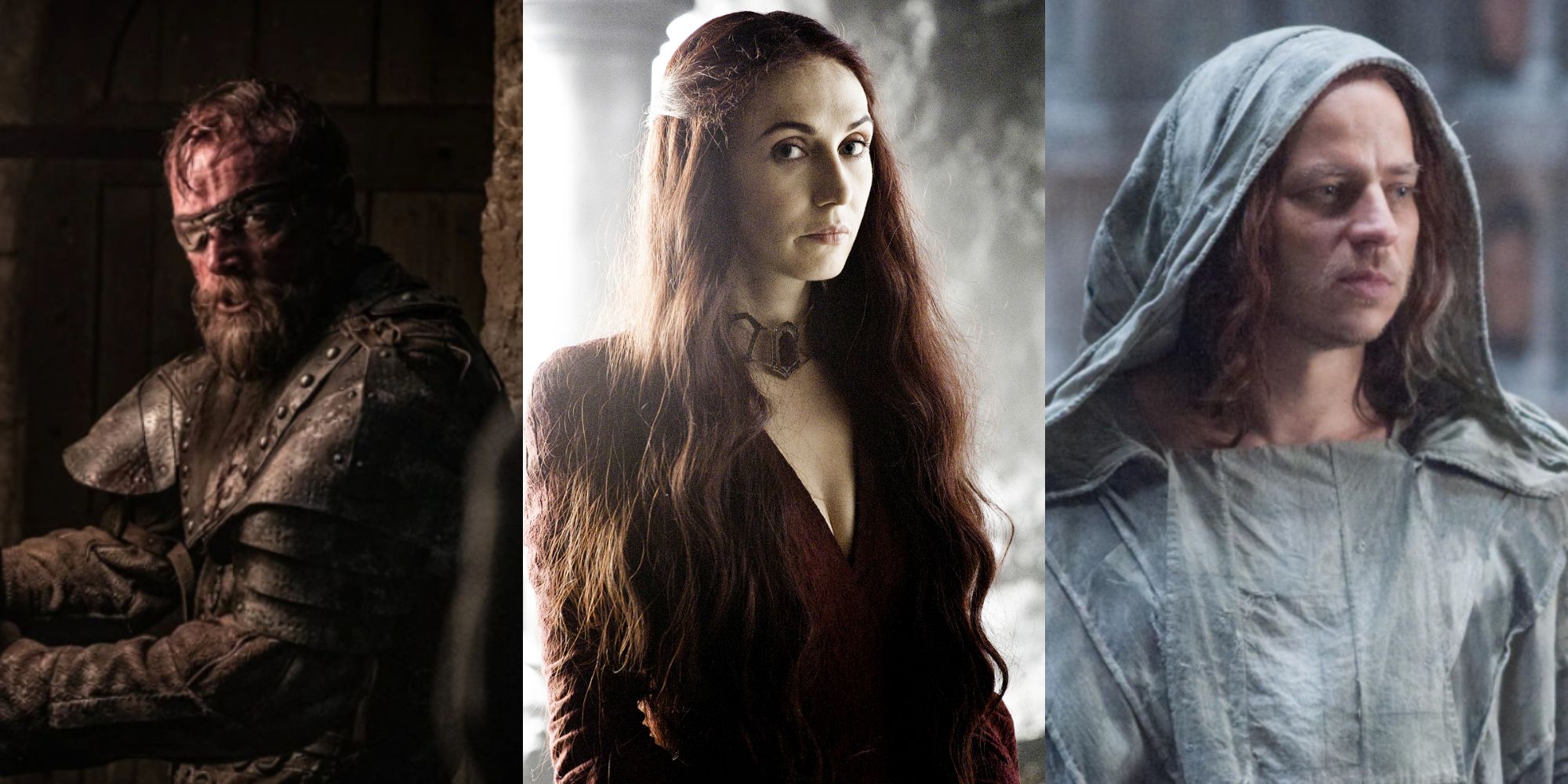 A split image of Beric, Melisandre, and Jaqen in Game Of Thrones