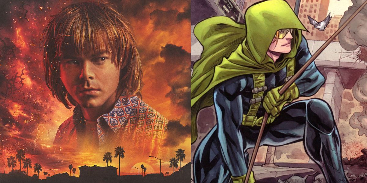 A split image of Charlie Heaton and the Pied Piper in the comics