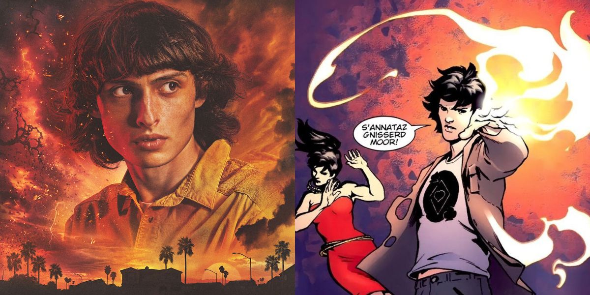 A split image of Finn Wolfhard and Zachary Zatara in the DC Comics