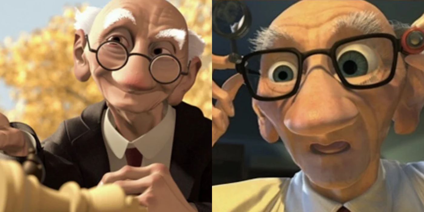 A split image of Geri from Pixar