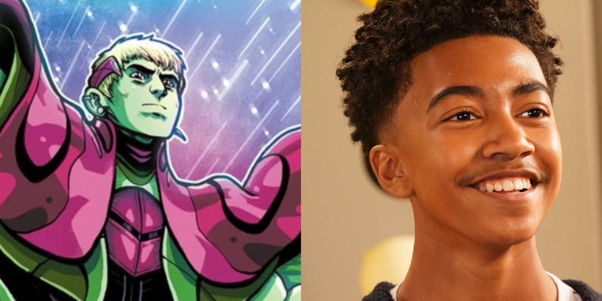A split image of Miles Brown and Hulkling