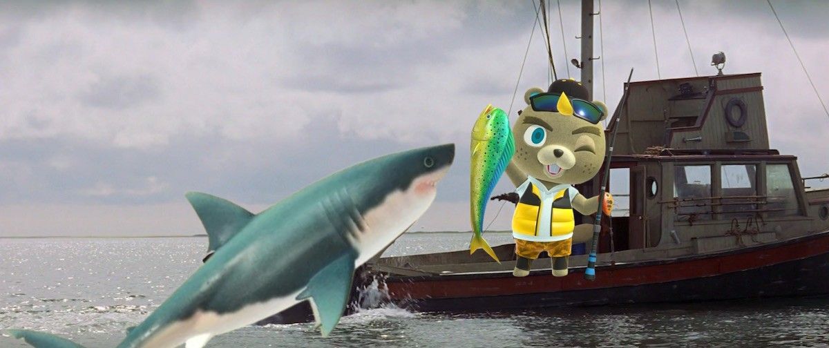 Jaws' famous boat scene can be replicated inside an Animal Crossing home.