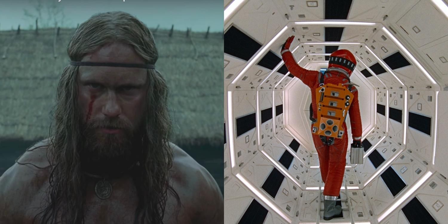 Amleth looking serious in The Northman and an astronaut in 2001 A Space Odyssey