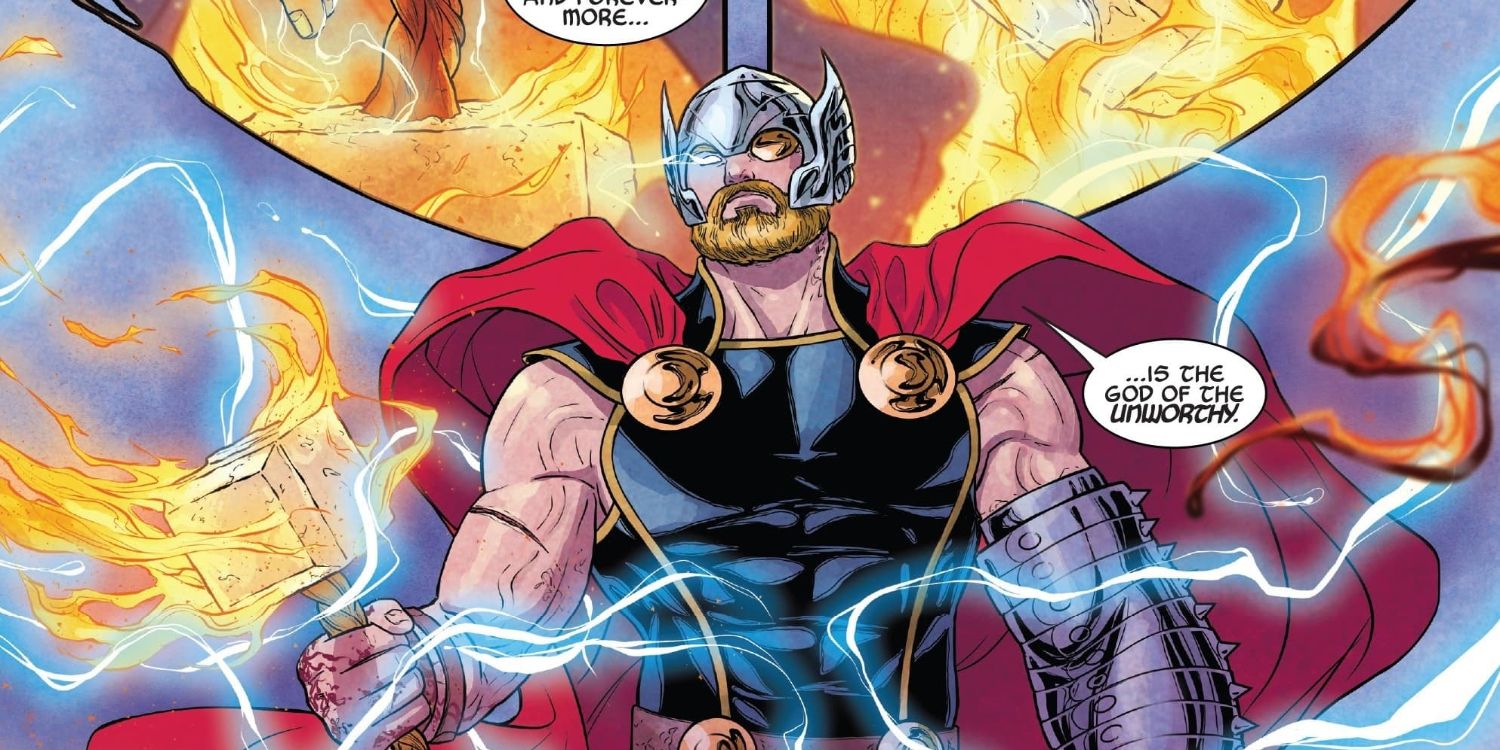 An image of Thor looking battle ready in the Marvel comics